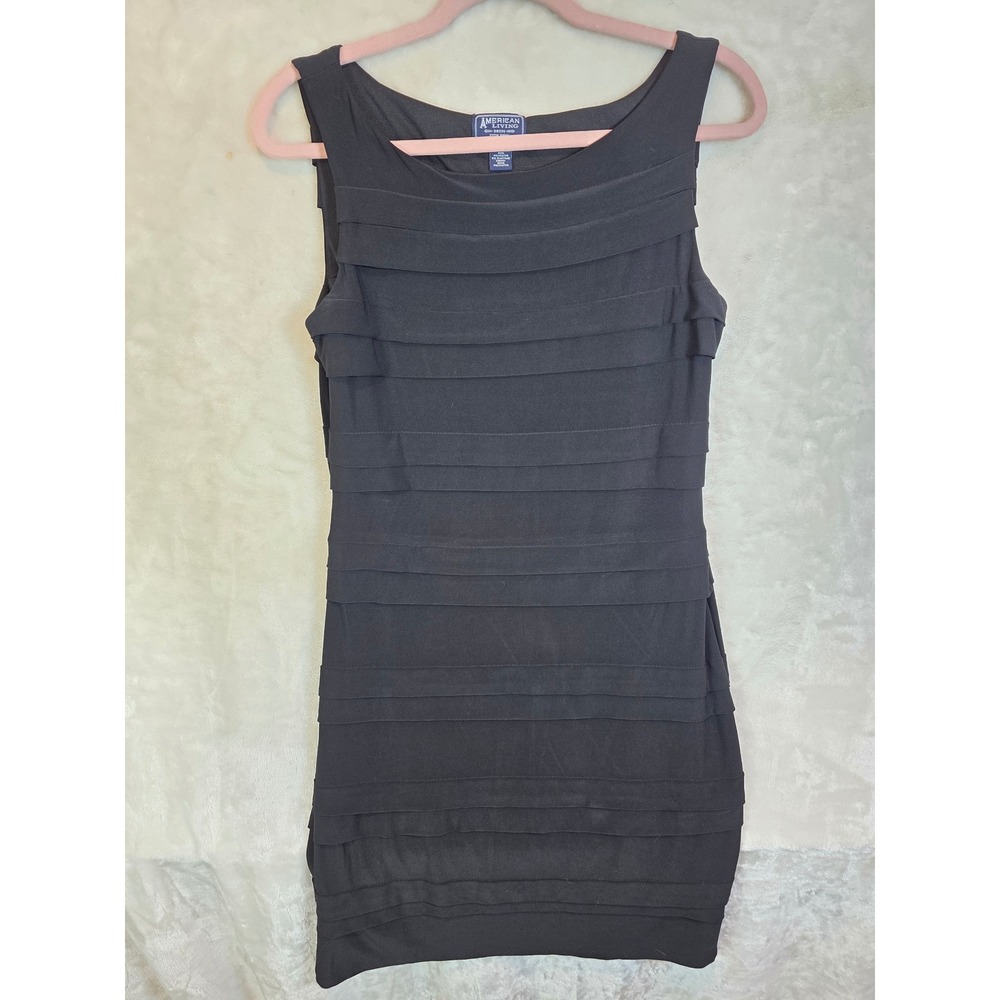 American Living‎ Black Tiered Sleeveless Sheath Cocktail Dress Womens 8 ALR-S21